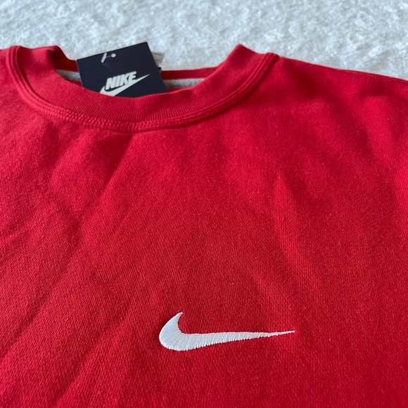 NWT Vintage Nike Mens Crewneck Sweatshirt Red w/ White Embroidered Swoosh, XL - Picture 2 of 2